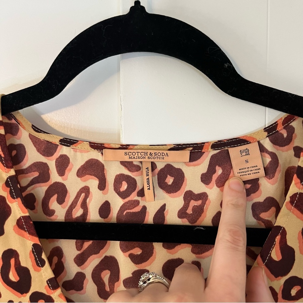 Scotch and Soda Aloha Hula Top Size Small Leopard Blouse Peplum - Picture 4 of 6
